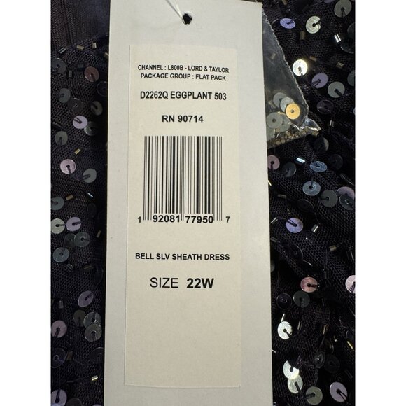 Pisarro Nights Eggplant Formal Sequin Beaded Sheath Dress Size 22W Party NEW - Picture 9 of 13